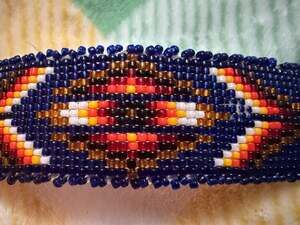 Handmade Beaded Hair Barrette with Geometric Pattern
